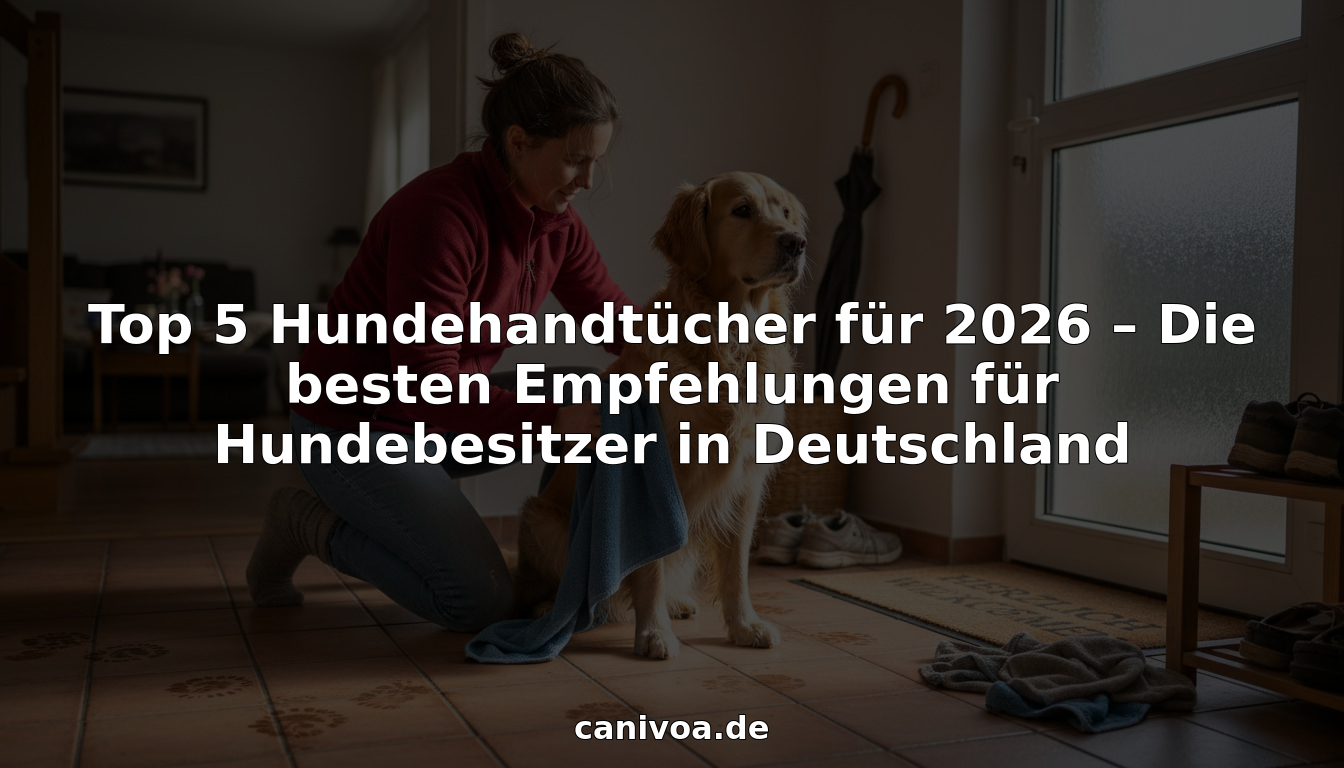 Ein Hundebesitzer trocknet seinen Golden Retriever nach dem Spaziergang sorgfältig mit einem Handtuch ab.