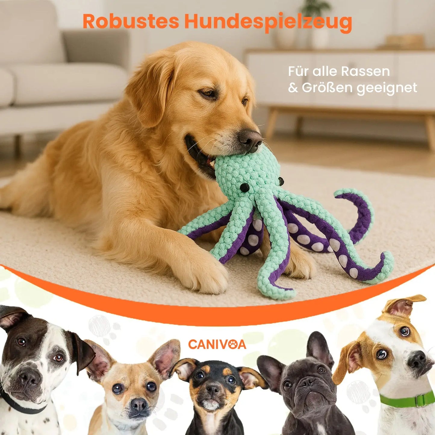 Oktopus Oggy - Interaktives Hundespielzeug - canivoa.de