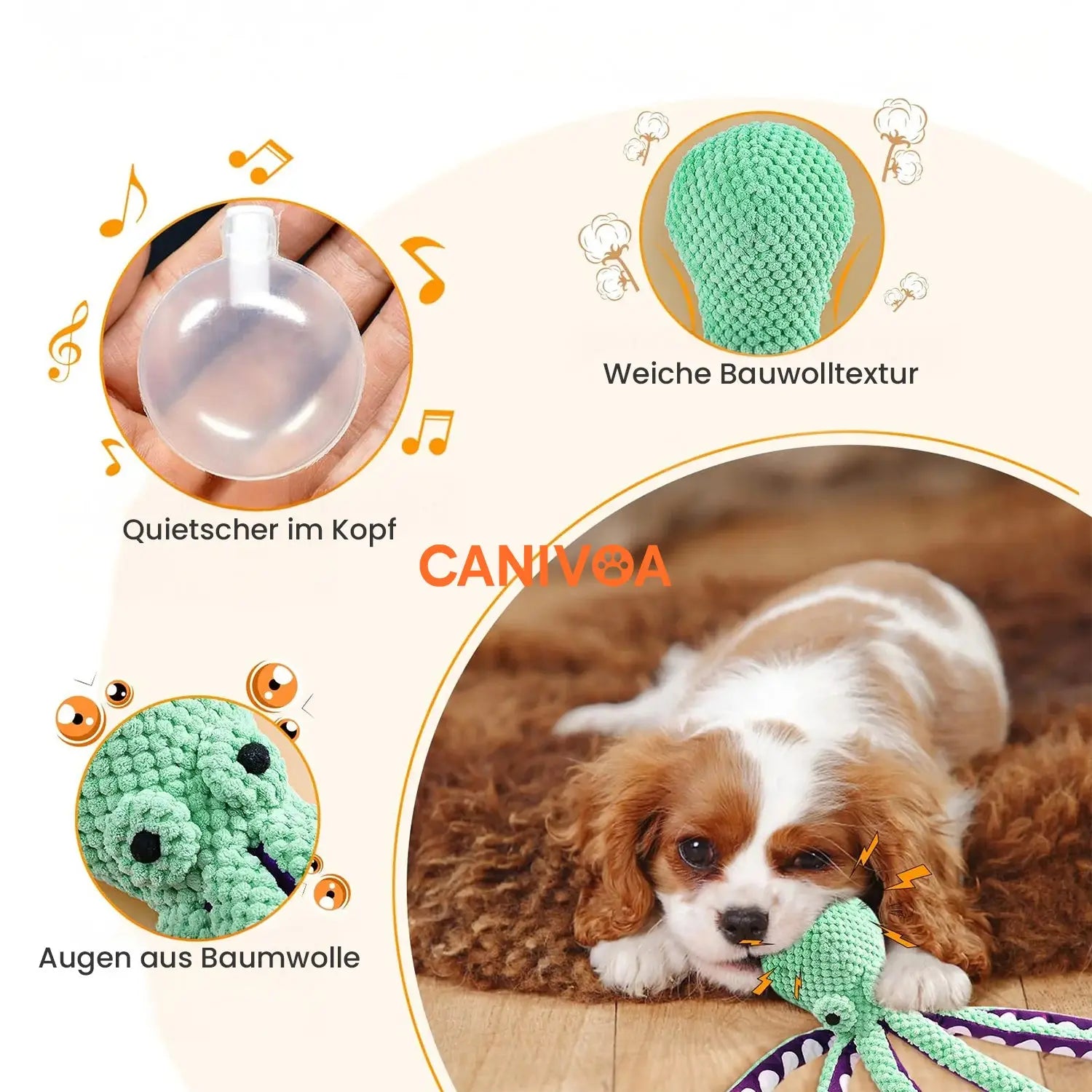 Oktopus Oggy - Interaktives Hundespielzeug - canivoa.de