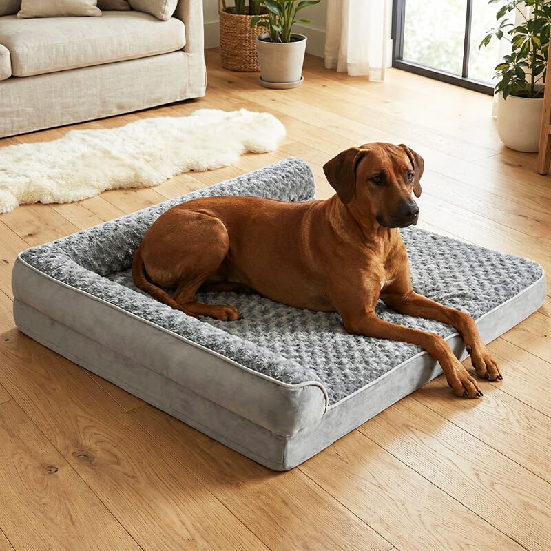 Orthopädisches Hundebett mit Memory Foam & Kopfstütze