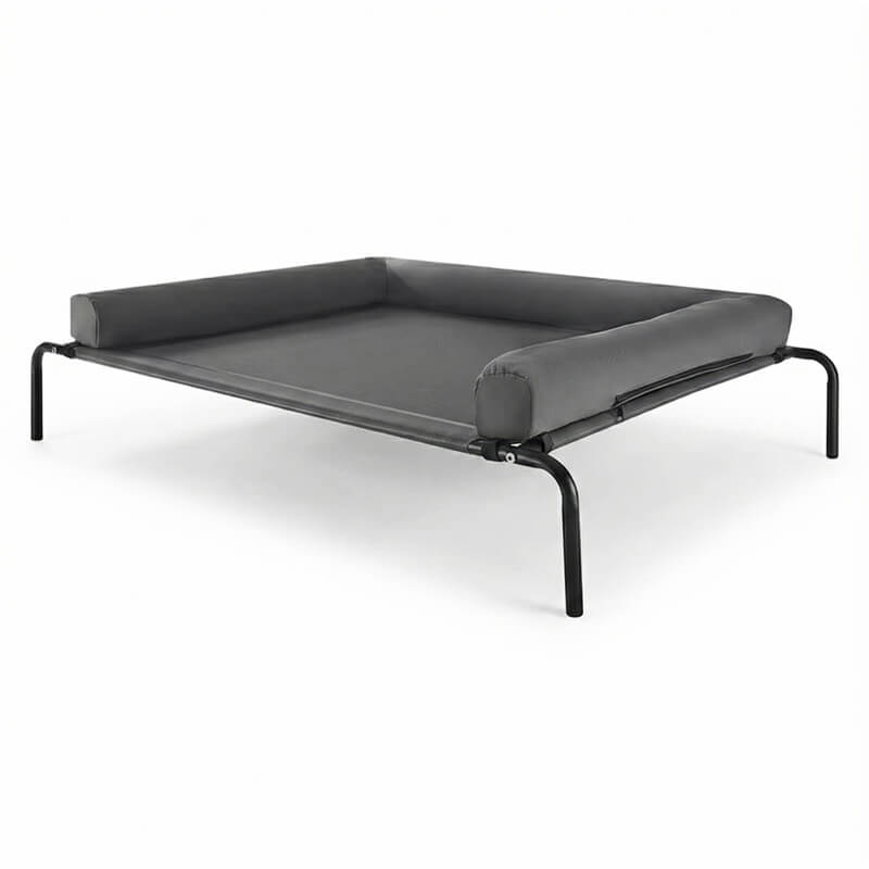 Premium XXL Hundeliege „Peak“ – Erhöhtes Outdoor & Indoor Hundebett mit ergonomischer U-Kopfstütze (122x90cm)