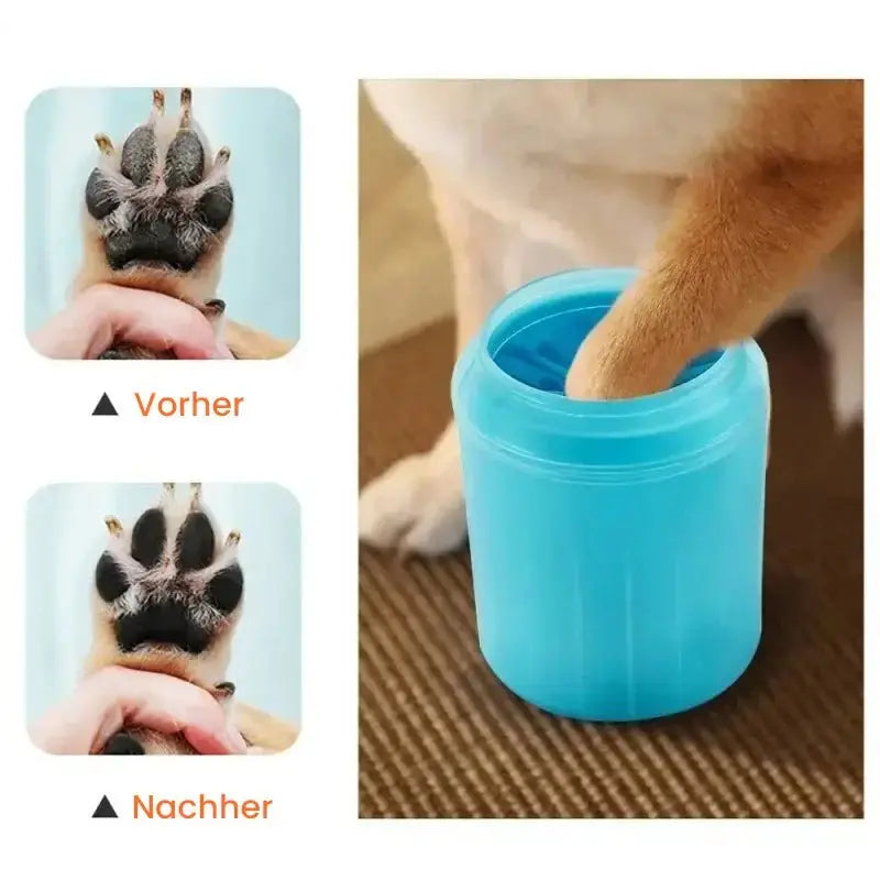 Vorher Nachher bild der hunde pfoten reinigung