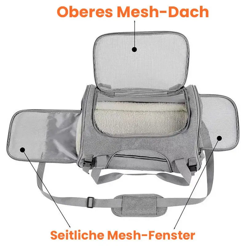 Transporttasche für Katze mit atmungsaktivem Mesh – sichere Tiertransporttasche für Flugzeug und Auto