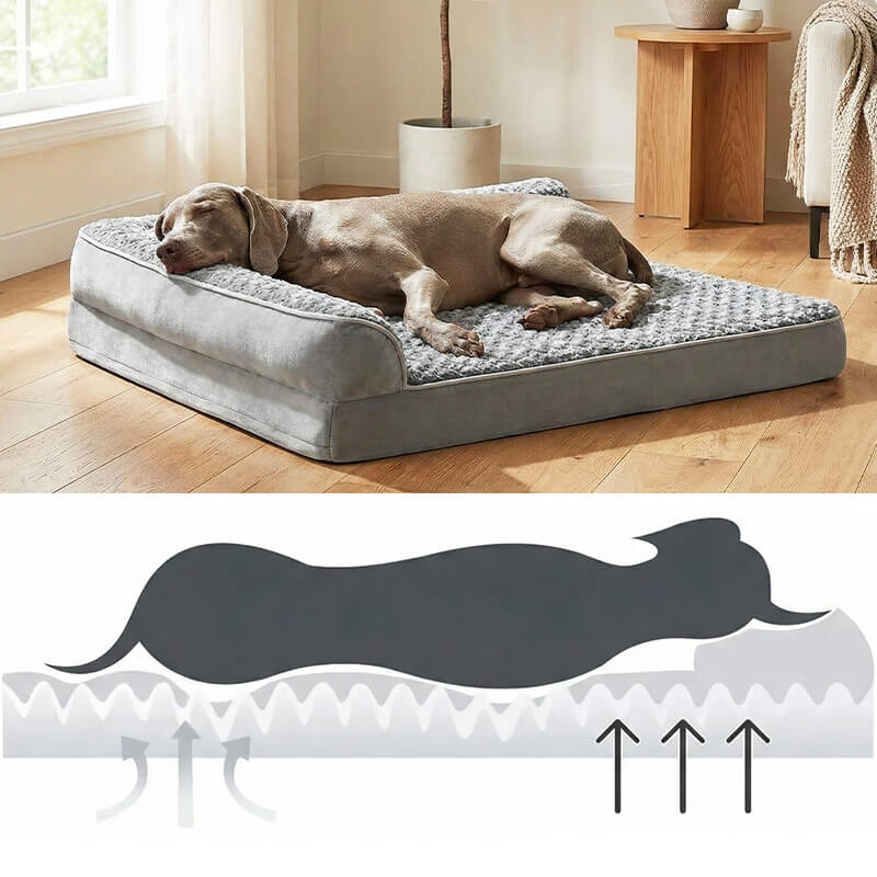 Orthopädisches Hundebett mit Memory Foam & Kopfstütze