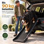 Hunderampe für große Hunde mit bis zu 90 kg Belastbarkeit als stabile Einstiegshilfe für den Auto-Kofferraum.