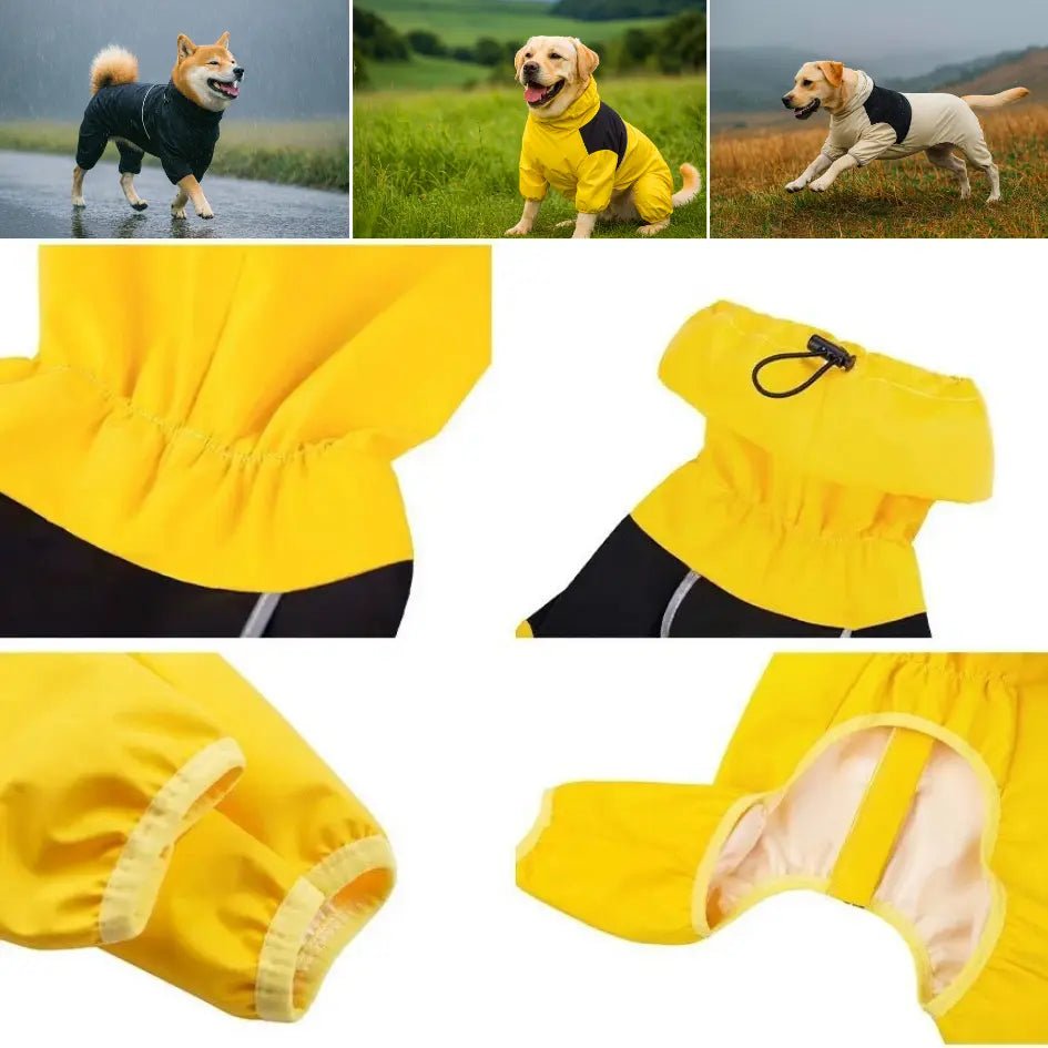 Hunderegenmantel wasserdicht – leicht anziehbarer Regenmantel für Hunde mit Klettverschluss