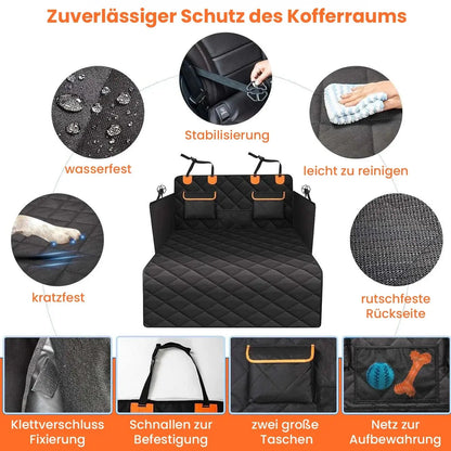 Nahaufnahme wasserfeste Oberfläche & Naht des Hunde Kofferraumschoners – langlebiger Hundeschutz