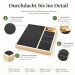 Kratzbrett für Hunde mit großer Kratzfläche, Leckerli-Fach und stabilem Holzrahmen für Beschäftigung und Krallenpflege.