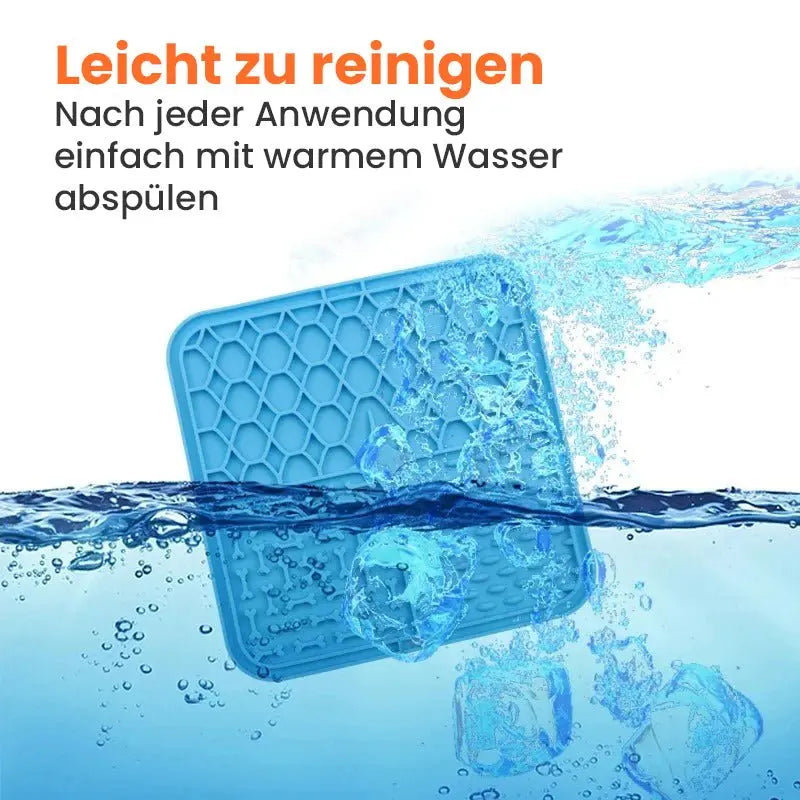 Leckmatte für Katzen und Hunde, blau, leicht zu reinigen, spülbar unter Wasser