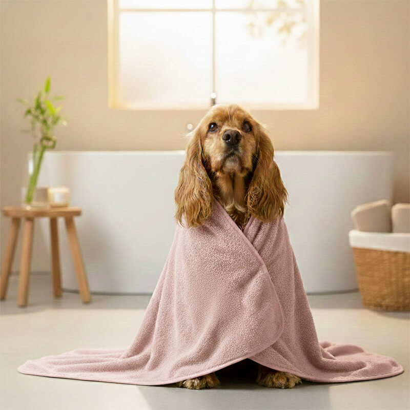 mikrofaser handtuch fuer hunde rosa