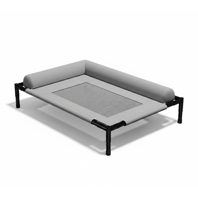 Erhöhte Outdoor Hundeliege "Vista" – Ergonomisches Hundebett mit Kopfstütze & atmungsaktivem Mesh