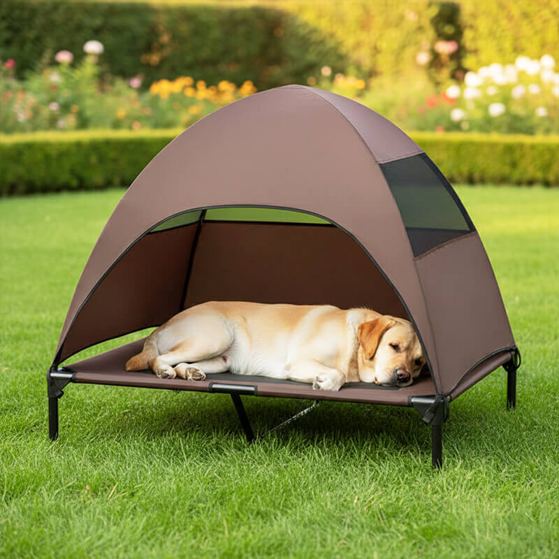 Erhhte Outdoor Hundeliege mit Dach  khlend & gelenkschonend  Canivoa