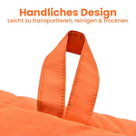 Outdoor Hundematte leicht und tragbar, Detailansicht Tragegriff, orange