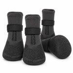 PawGuard Hundeschuhe im 4er-Set in Schwarz mit Strick-Socke, Klettband und Latex-Unterseite