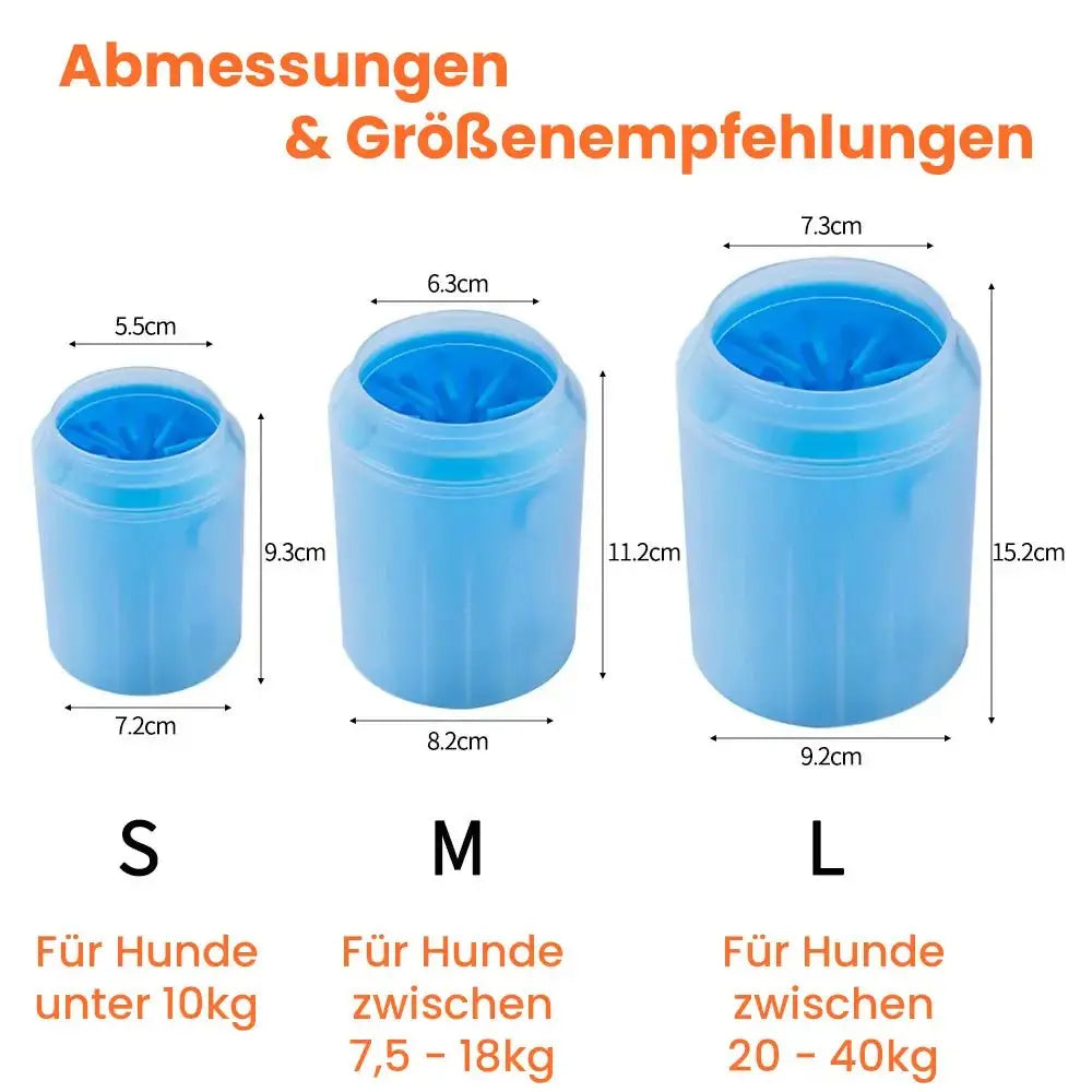 Hunde Pfotenreiniger in verschiedenen Größen und große und kleine Hunde