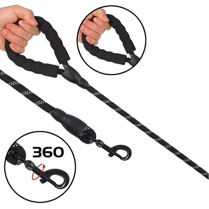 reflektierende hundeleine nylon – Metallschließe, Karabiner & reflektierendes Nylonband, sicherer Halt beim Gassigehen