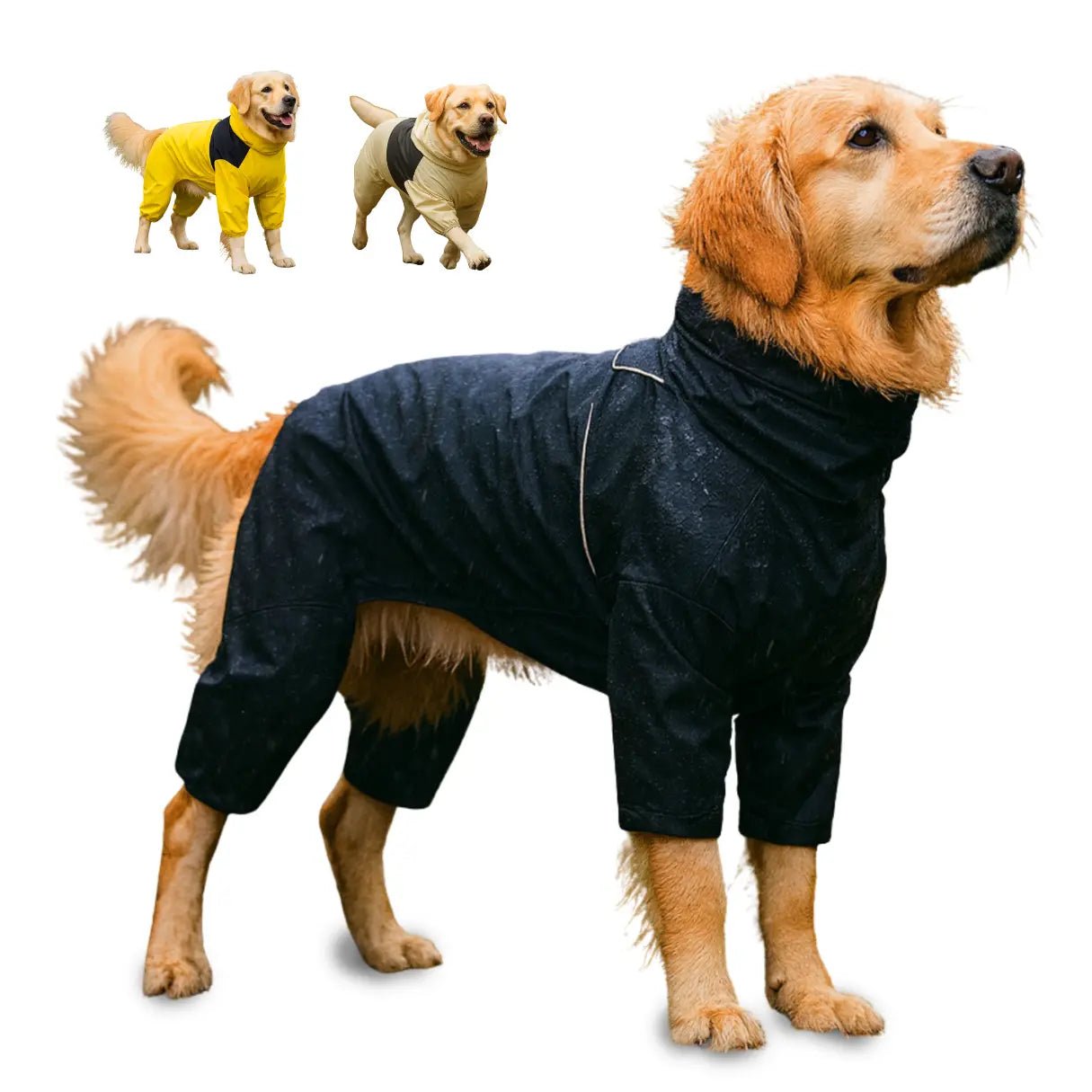 Hunde Regenmantel wasserdicht – atmungsaktive Hunderegenjacke Stormcape, Schutz vor Regen & Wind