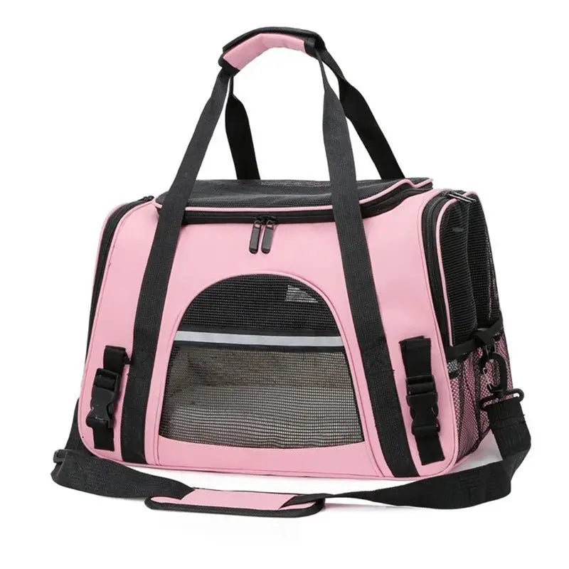 Transporttasche Hund Auto & Flugzeug – praktische Haustiertragetasche mit Fächern für Zubehör in pink