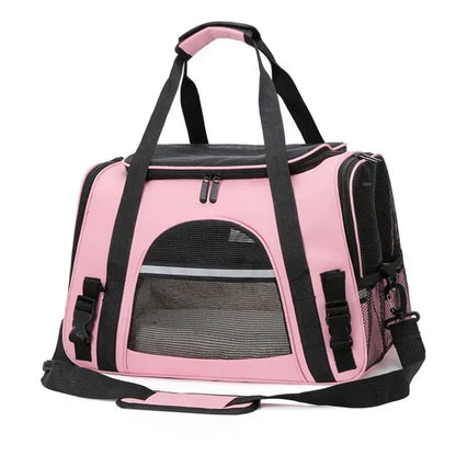 Transporttasche Hund Auto & Flugzeug – praktische Haustiertragetasche mit Fächern für Zubehör in pink