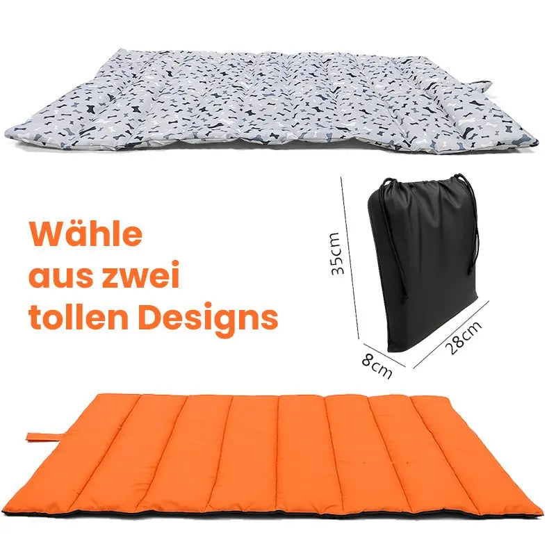 Outdoor Hundematte wasserdicht, erhältlich in Orange oder Muster, kompakt faltbar und leicht zu transportieren