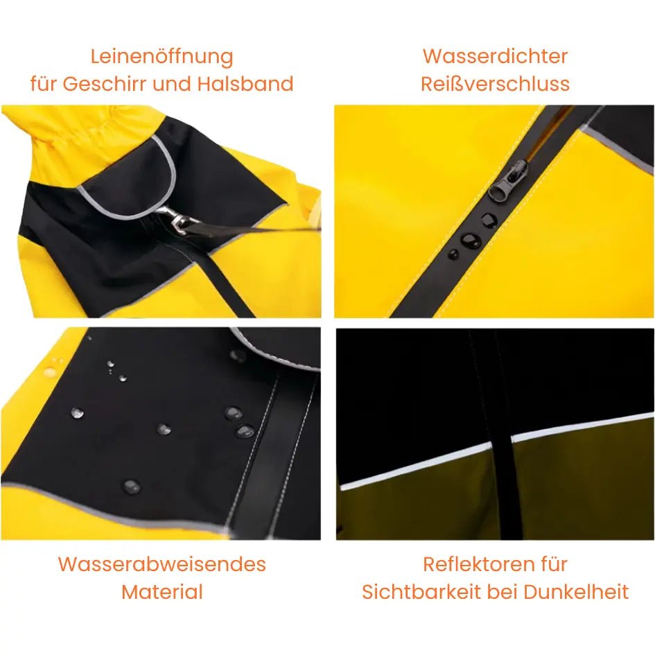 Reflektierender Hunde Regenmantel – Sicherheit bei Nacht, wasserdichte Regenjacke für Hunde