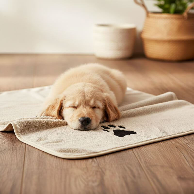 weiches hundehandtuch fuer welpen beige