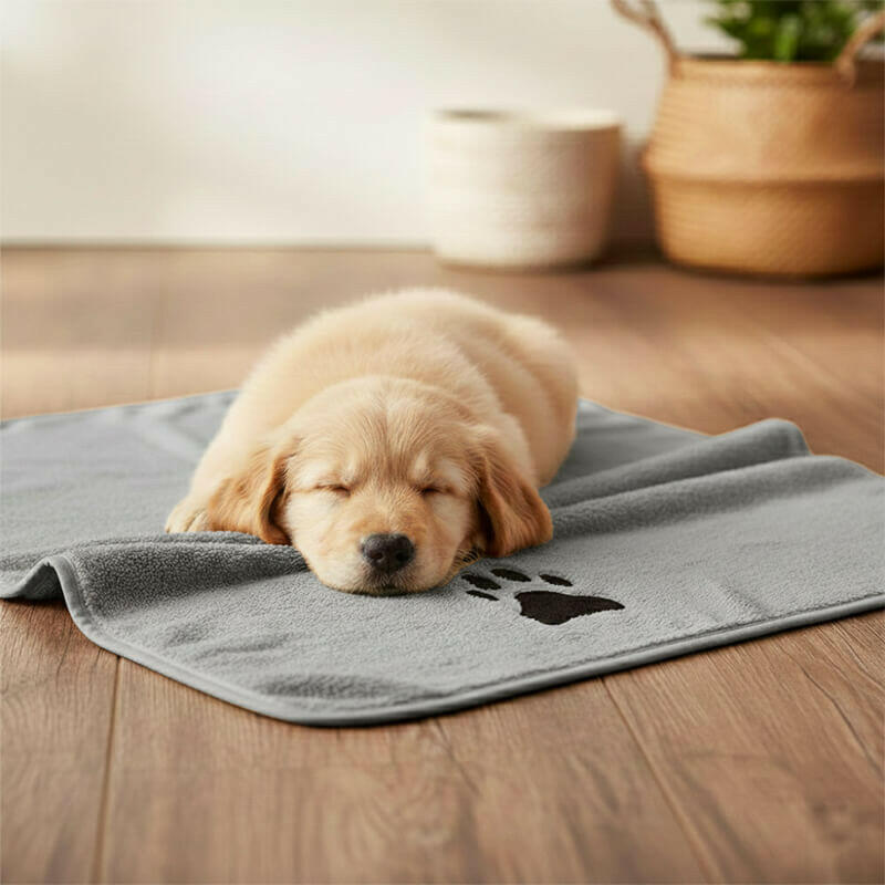 weiches hundehandtuch fuer welpen grau